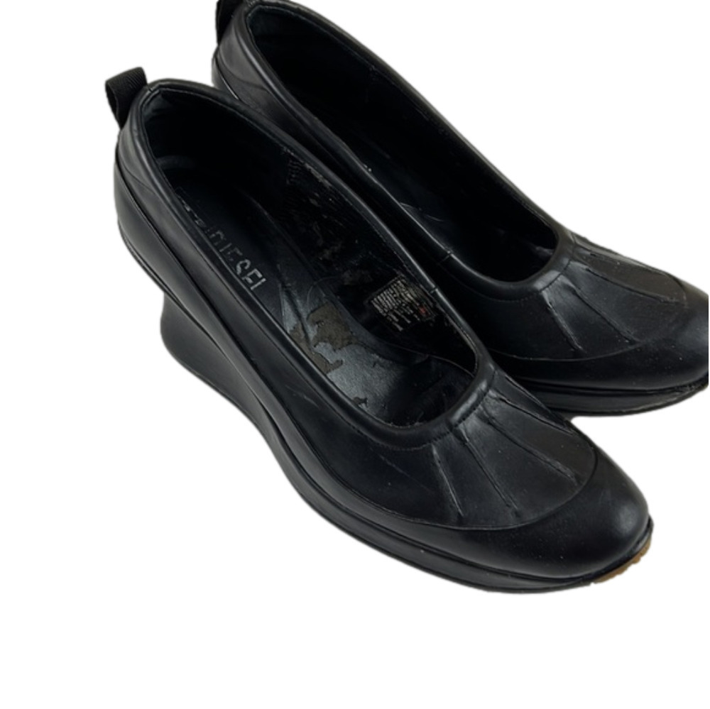 DIESEL Black Leather Platform Wedges